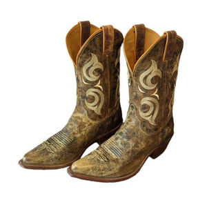 Justin Boots Women 9.5 B Bent Rail Puma Tan Western was 179.00 Worn Once W/ Box